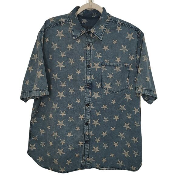 Mossimo Supply Co. Other - New Mossimo Mens XL Button Down Shirt Stars Cement Blue Short Sleeve